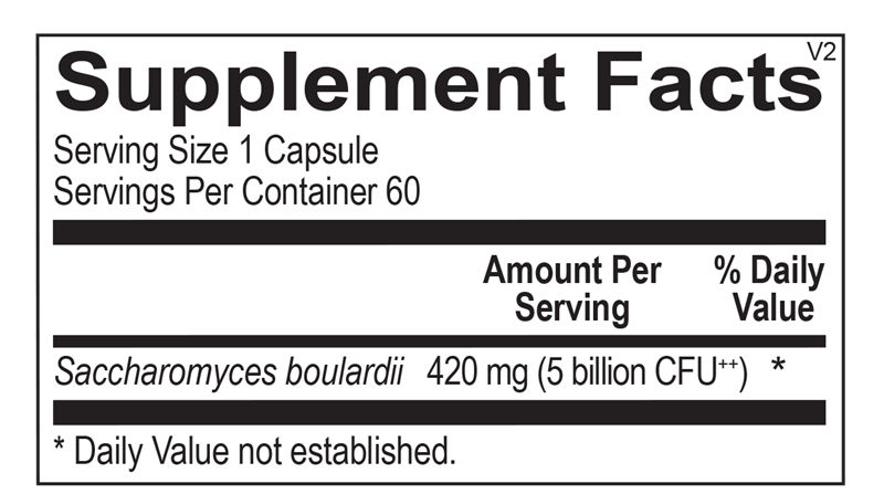 Saccharomyces boulardii supplement facts image